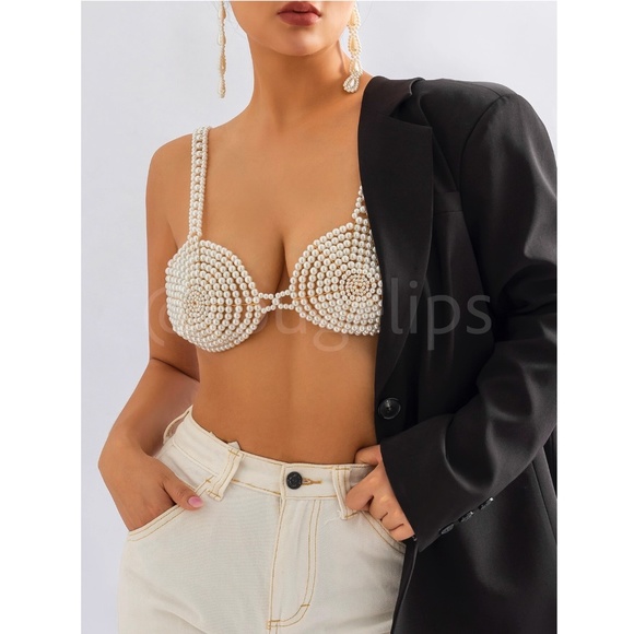 Faux Pearl Jewelry Bra - Picture 2 of 6